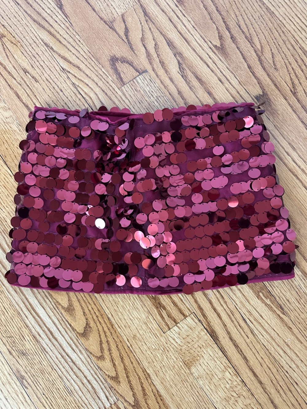 Sequin Mini Skirt in Deep Rose